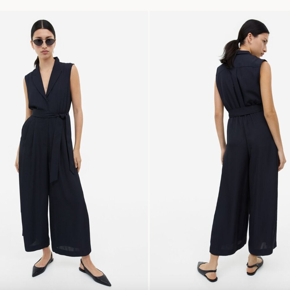 & Other Stories Navy Sleeveless Wrap Jumpsuit